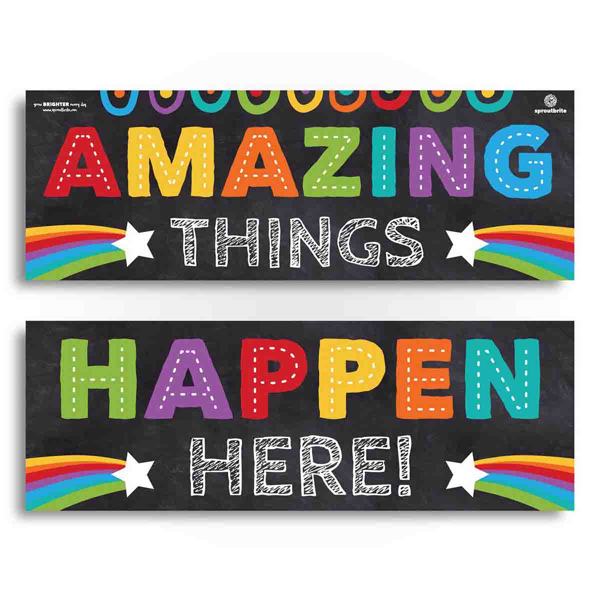 Amazing Things Happen Here Poster & Bulletin Board Display Classroom Decorations Sproutbrite