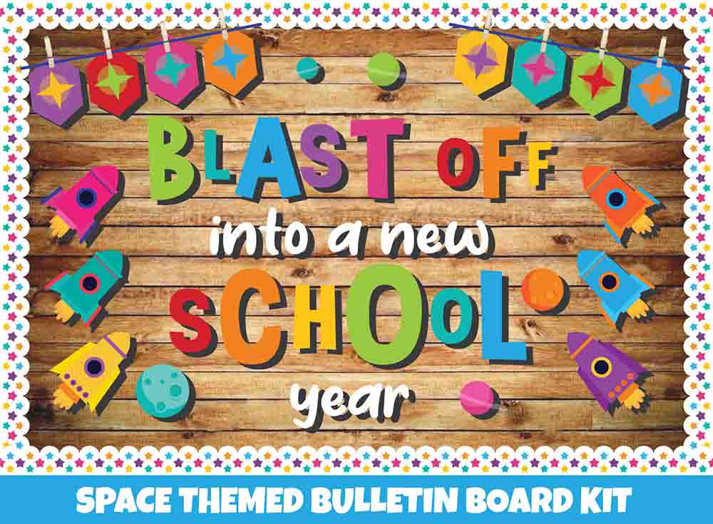 Blast Off into a New School Year - Print Your Own Bulletin Board Printable Digital Library Sproutbrite
