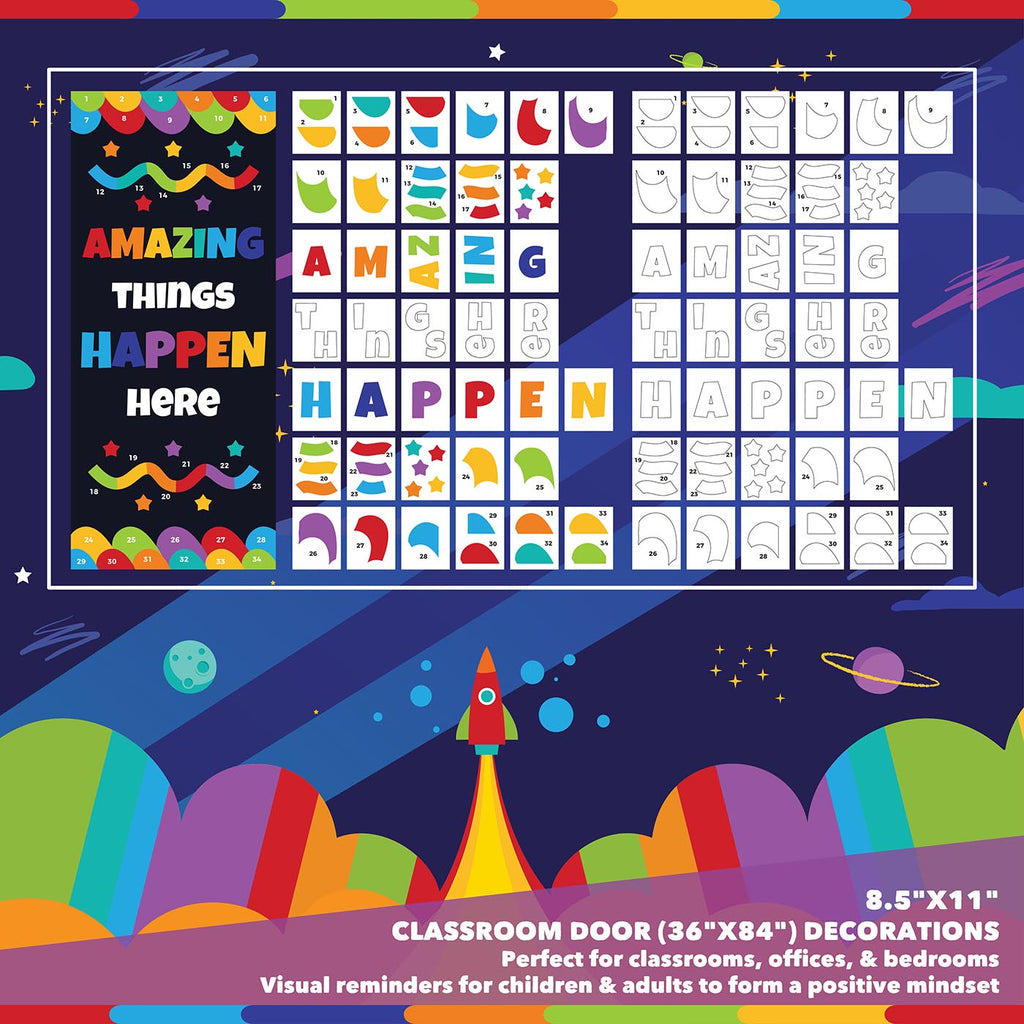 Classroom Door Decoration Kit - Amazing Things Happen Here Printable Digital Library Sproutbrite 