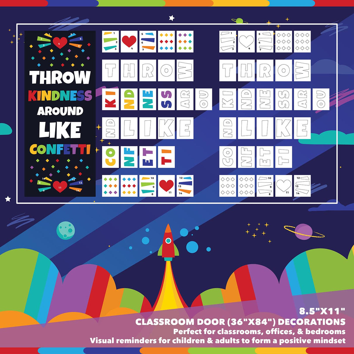 Classroom Door Decoration Kit - Throw Kindness Around Like Confetti Printable Digital Library Sproutbrite