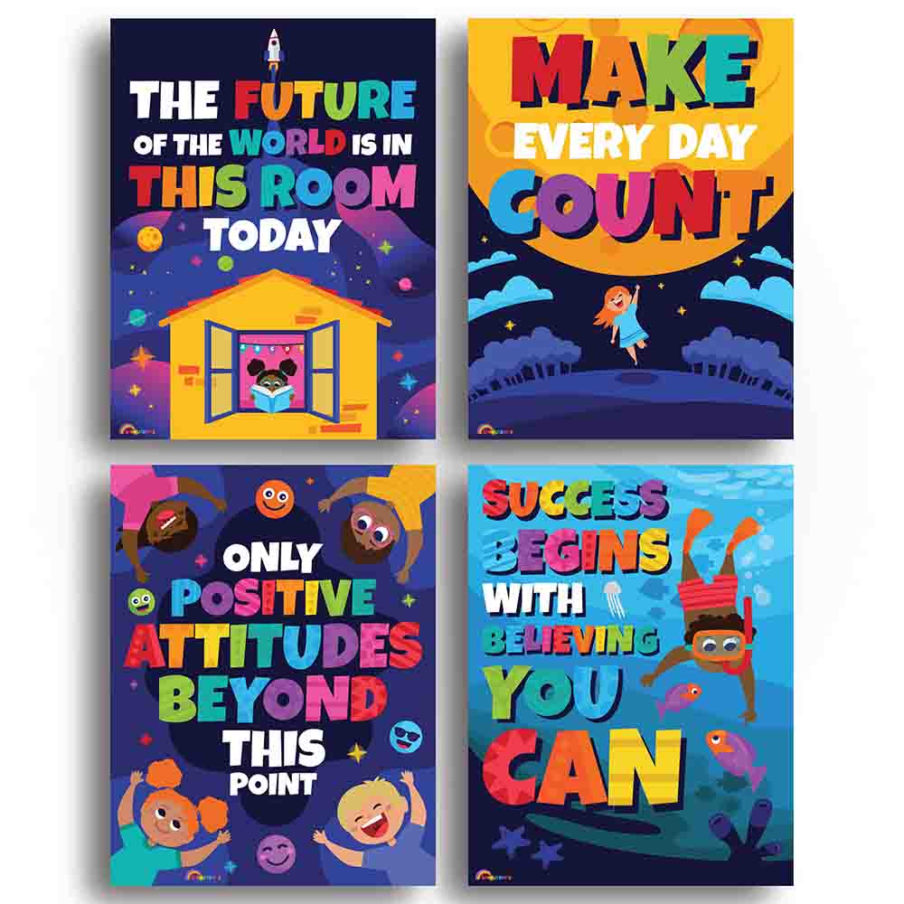 Classroom Nursery School Posters Illustrated for Preschool Kindergarten and Daycares 4 Posters - Print Your Own Printable Digital Library Sproutbrite