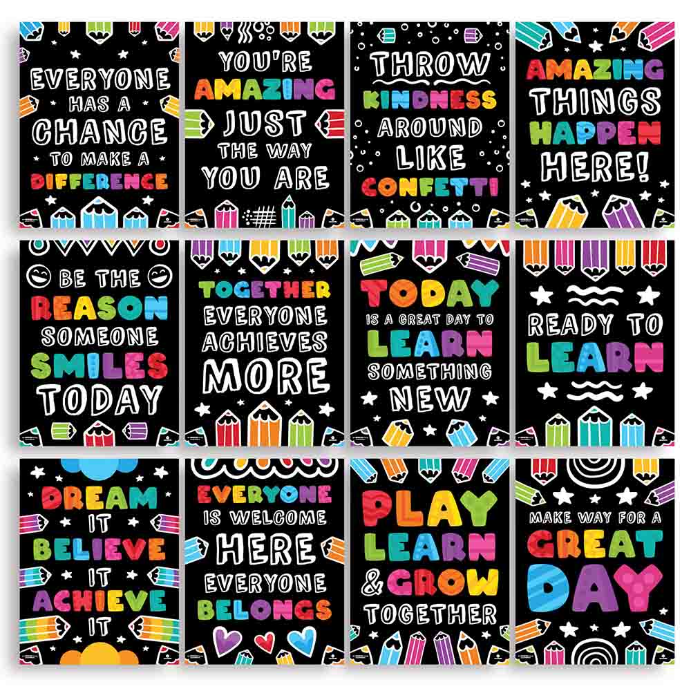 Classroom Posters Blackboard Theme Bundle 12 - Print Your Own Printable Digital Library Sproutbrite