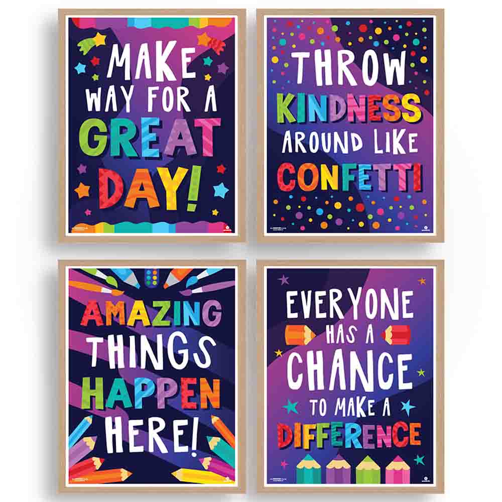 Classroom Posters Confetti Purple Modern Theme Bundle 12 - Print Your Own Printable Digital Library Sproutbrite 