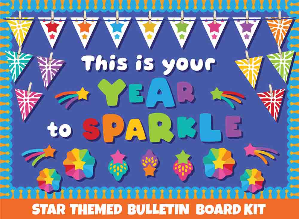 This is Your Year to Sparkle Star and Pennant Bulletin Board Cutouts - Print Your Own Bulletin Board Printable Digital Library Sproutbrite