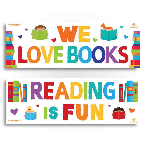 We Love Books - Reading is Fun Banner Set Classroom Decorations Sproutbrite