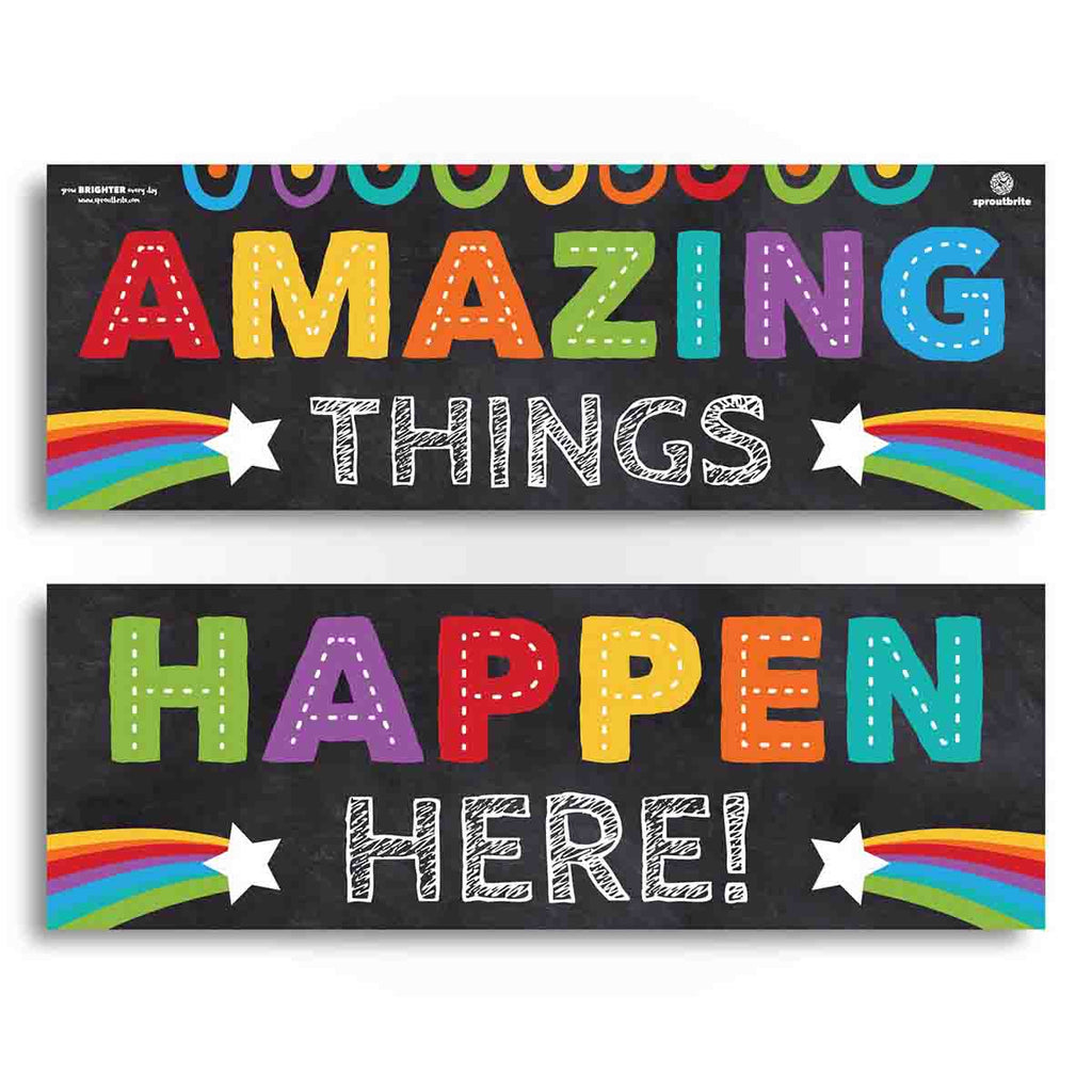 Amazing Things Happen Here Poster & Bulletin Board Display Classroom Decorations Sproutbrite 