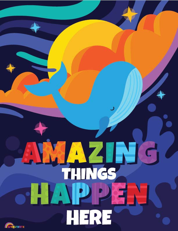 Amazing things happen here - Print Your Own Posters Printable Digital Library Sproutbrite 