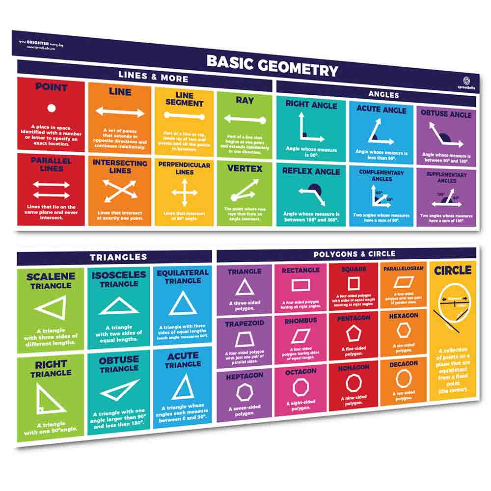 Basic Geometry Math Poster for Middle School Classroom Decorations Sproutbrite 