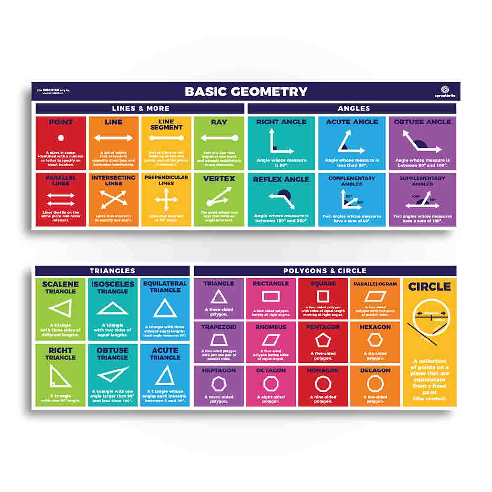 Basic Geometry Math Poster for Middle School Classroom Decorations Sproutbrite 