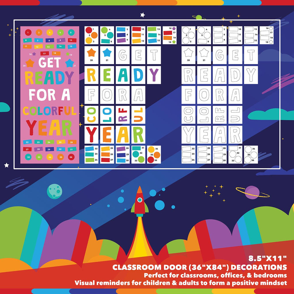Classroom Door Decoration Kit - Get Ready For a Colorful Year Printable Digital Library Sproutbrite 