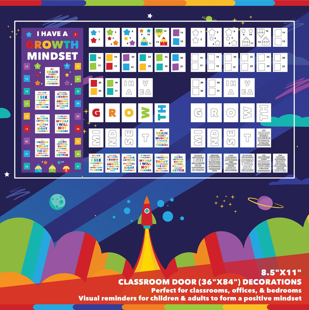 Classroom Door Decoration Kit - Growth Mindset Printable Digital Library Sproutbrite 