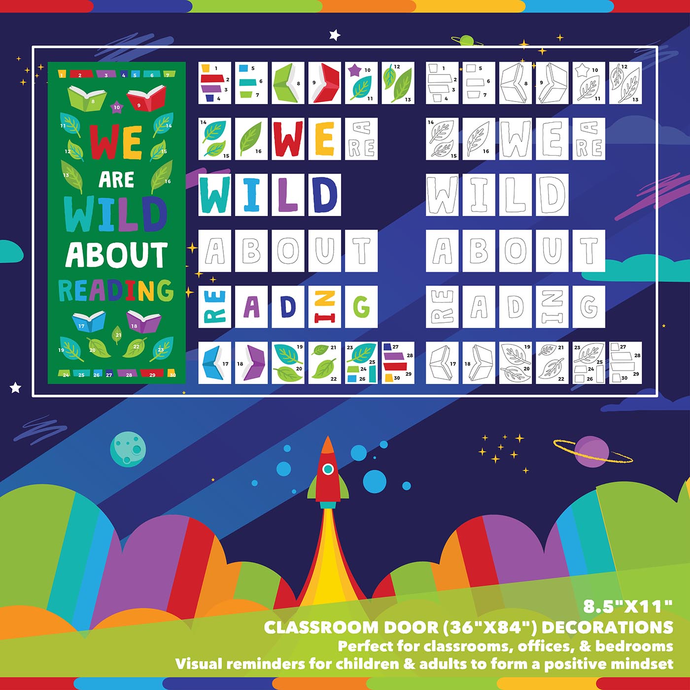 Classroom Door Decoration Kit - We are Wild About Reading Printable Digital Library Sproutbrite 