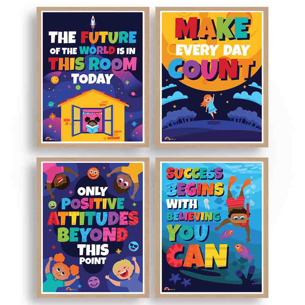 Classroom Nursery School Posters Illustrated for Preschool Kindergarten and Daycares 4 Posters - Print Your Own Printable Digital Library Sproutbrite 