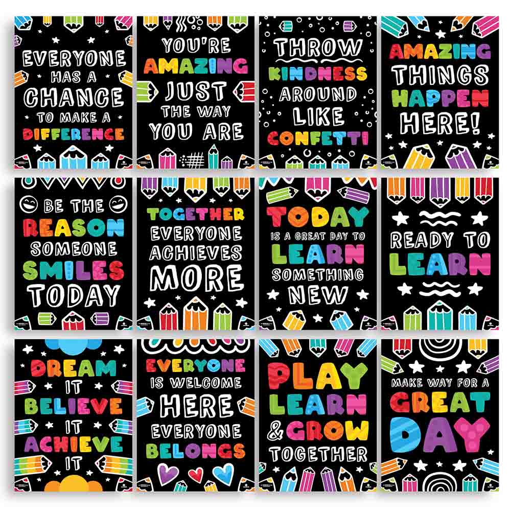 Classroom Posters Blackboard Theme Bundle 12 - Print Your Own Printable Digital Library Sproutbrite 