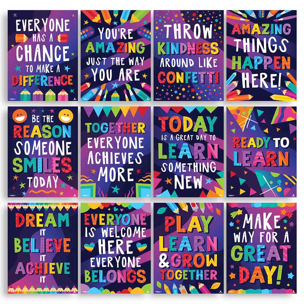 Classroom Posters Confetti Purple Modern Theme Bundle 12 - Print Your Own Printable Digital Library Sproutbrite 