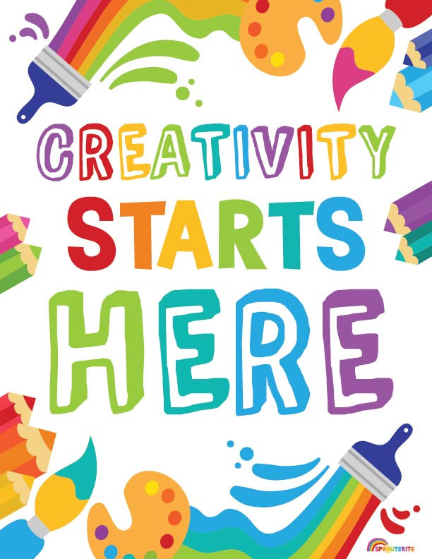 Creativity Starts Here - Print Your Own Posters Printable Digital Library Sproutbrite 