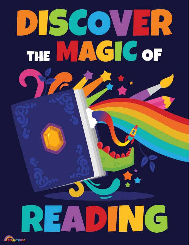 Discover the Magic of Reading - Print Your Own Posters Printable Digital Library Sproutbrite 