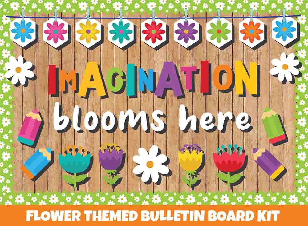Imagination Blooms Here - Print Your Own Bulletin Board Printable Digital Library Sproutbrite 