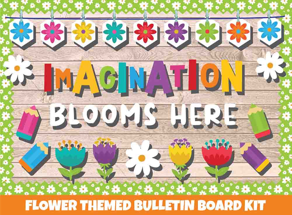 Imagination Blooms Here - Print Your Own Bulletin Board Printable Digital Library Sproutbrite 