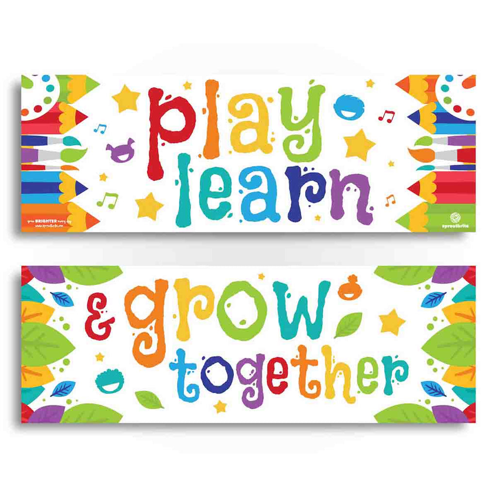 Play Learn And Grow Together Classroom Banners Sproutbrite