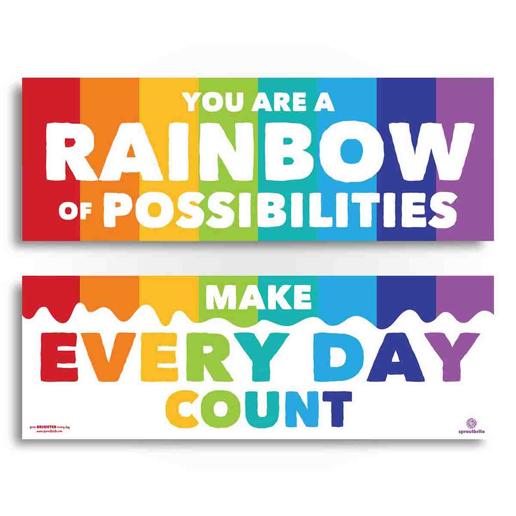 Rainbow Theme Inspirational Classroom Poster Pack Classroom Decorations Sproutbrite 