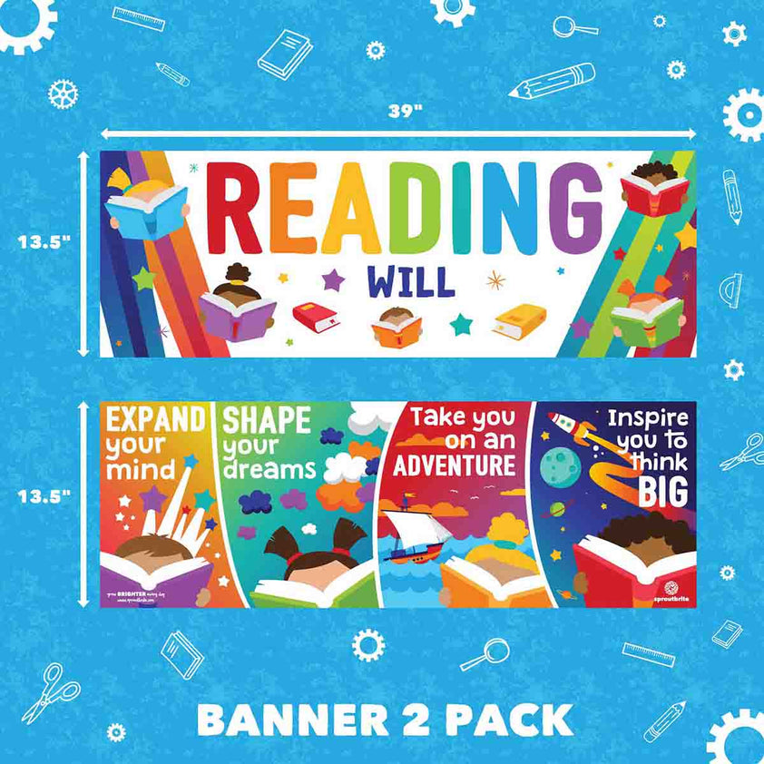 Intuitive Reading Banner Classroom Reading Banner Set - Reading Will... | Sproutbrite