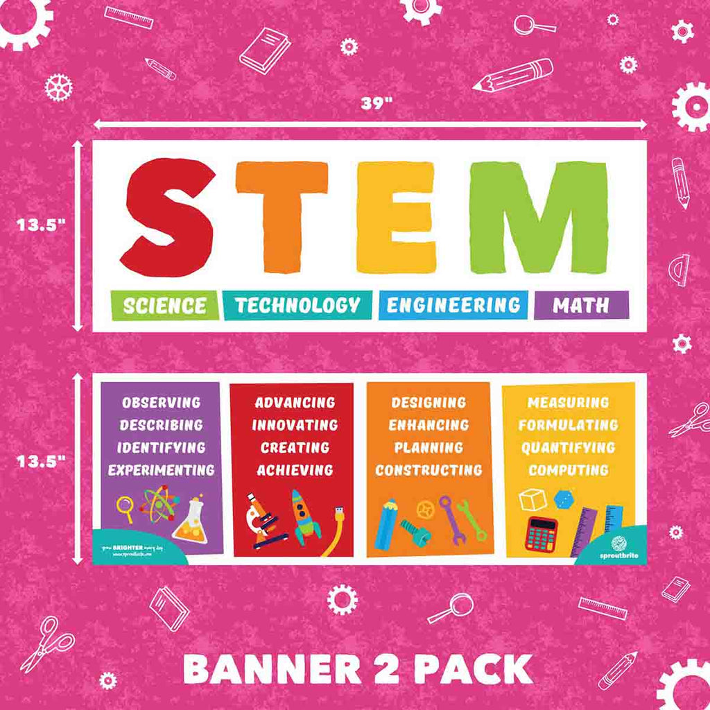 Science, Technology, Engineering, and Math STEM Banner Pack Classroom Decorations Sproutbrite 