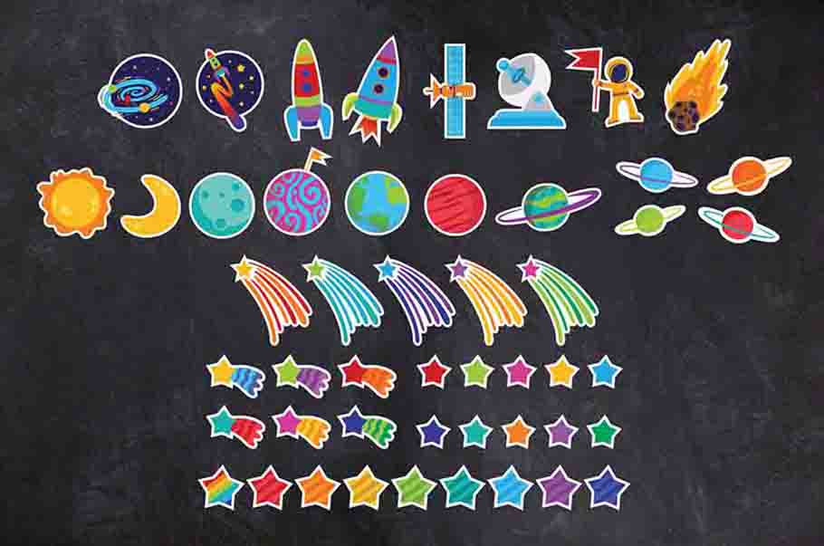 Space Theme Classroom Cutouts for Decorating Bulletin Boards Printable Digital Library Sproutbrite 