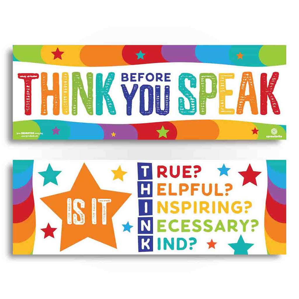 Think Before You Speak Kindness & Inclusion Banner Pack Classroom Decorations Sproutbrite 