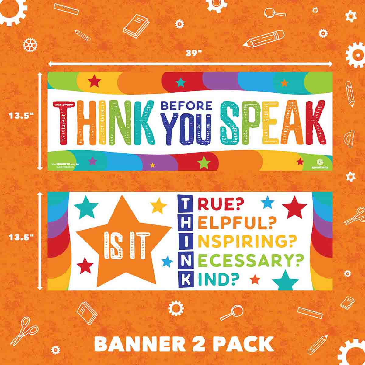 Think Before You Speak Kindness & Inclusion Banner Pack Classroom Decorations Sproutbrite 