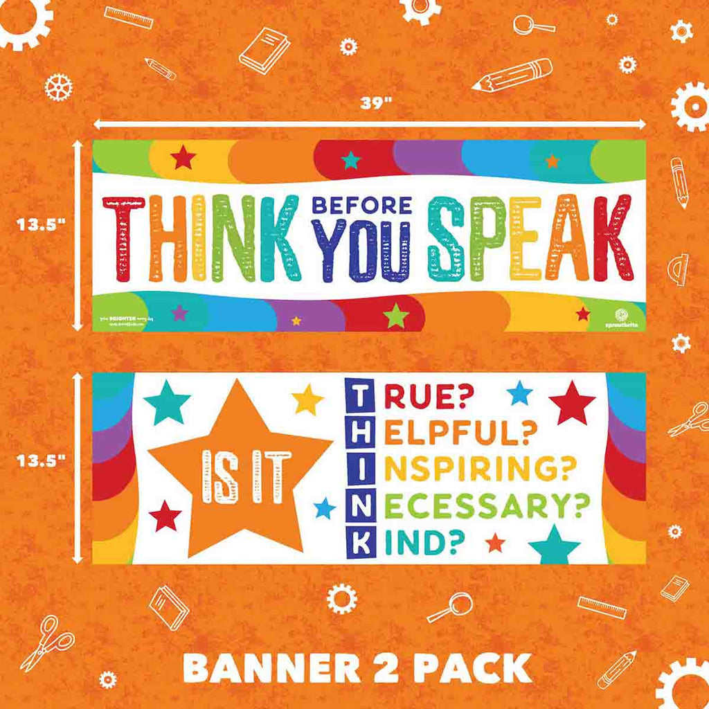 Think Before You Speak Kindness & Inclusion Banner Pack Classroom Decorations Sproutbrite 