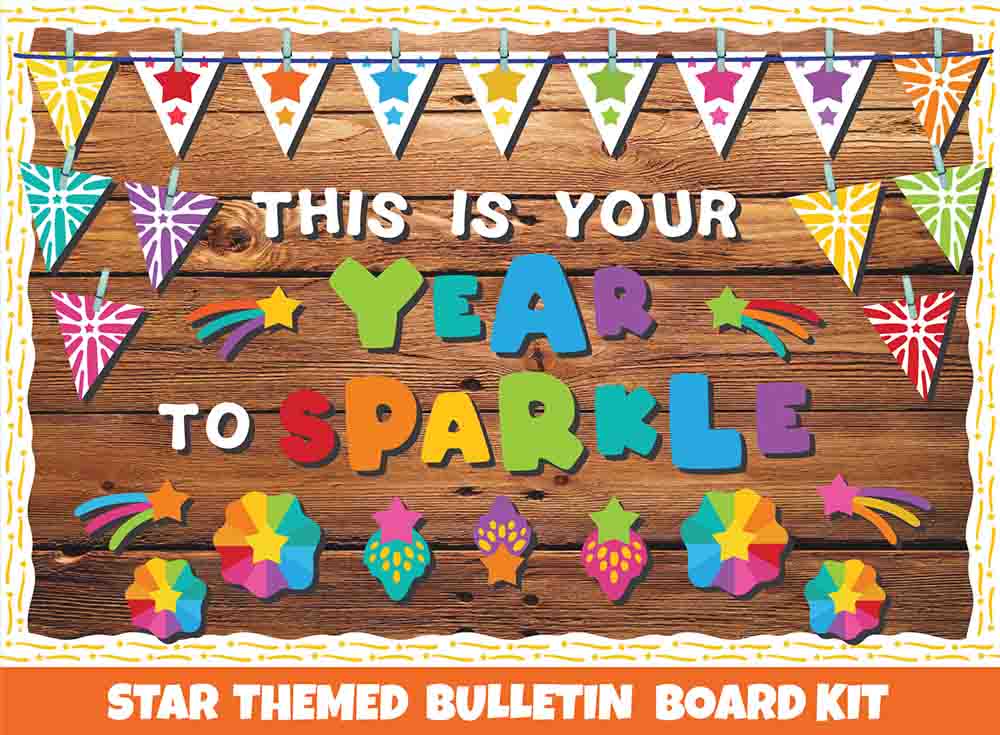 This is Your Year to Sparkle Star and Pennant Bulletin Board Cutouts - Print Your Own Bulletin Board Printable Digital Library Sproutbrite 