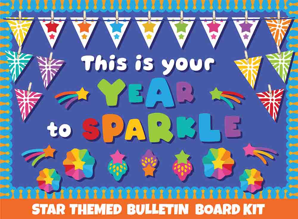 This is Your Year to Sparkle Star and Pennant Bulletin Board Cutouts - Print Your Own Bulletin Board Printable Digital Library Sproutbrite 