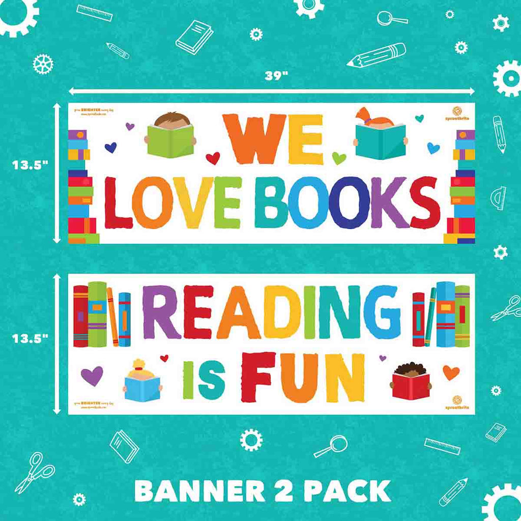 We Love Books - Reading is Fun Banner Set Classroom Decorations Sproutbrite 