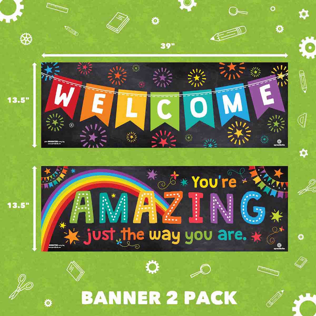 Welcome Banner - Pennant & Rainbow Themes Classroom Decorations Sproutbrite 