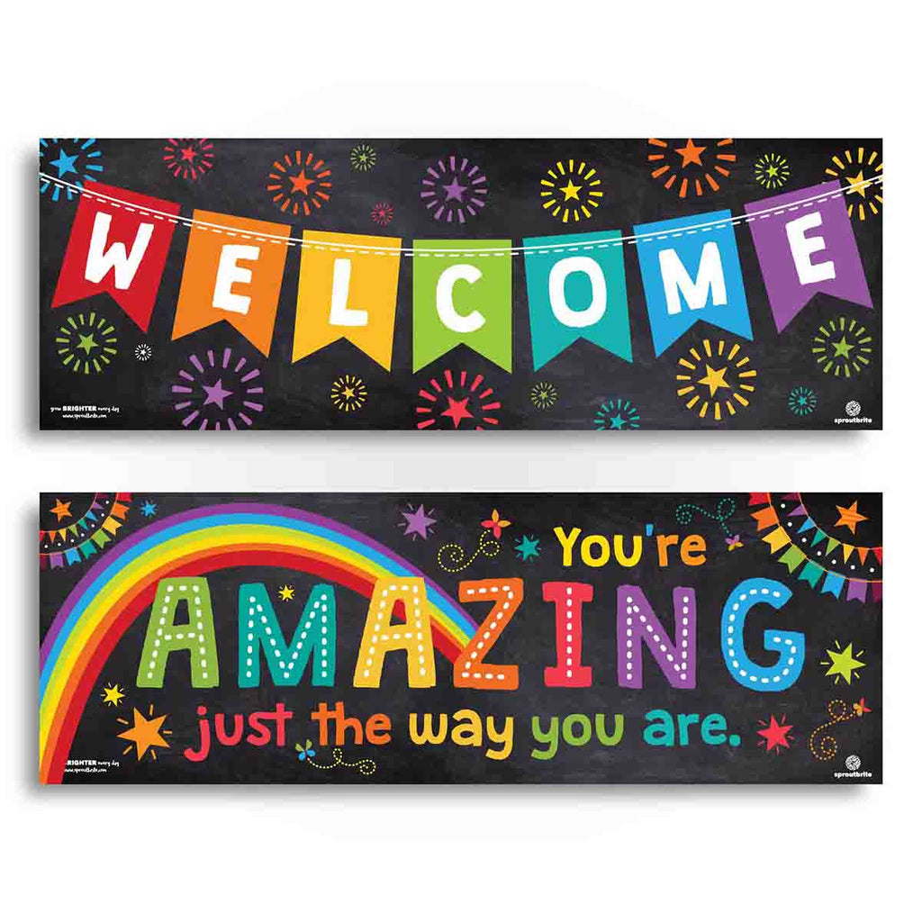Welcome Banner - Pennant & Rainbow Themes Classroom Decorations Sproutbrite 